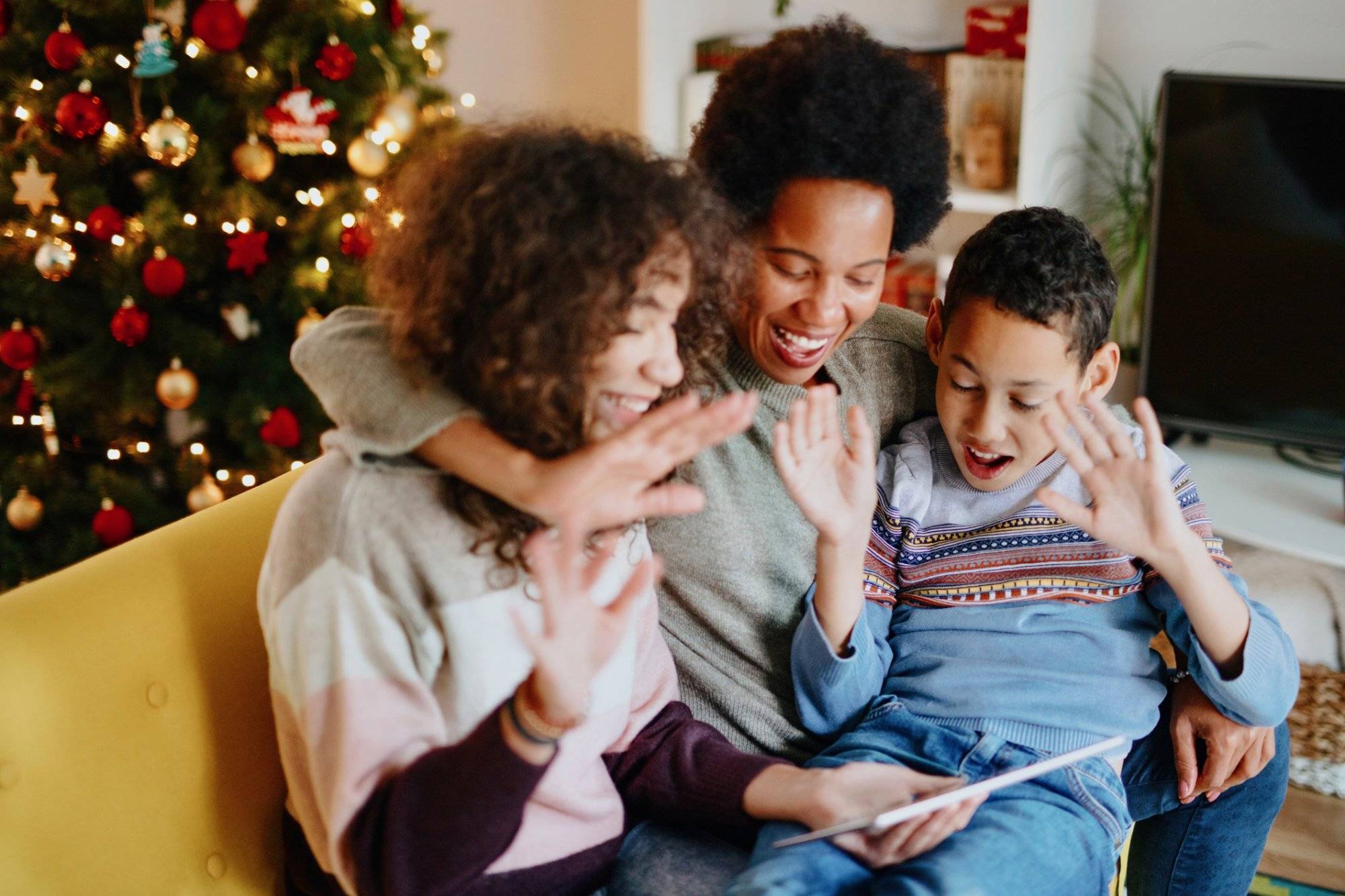 Video call with family on Christmas day during pandemic Video call with family on Christmas day during pandemic