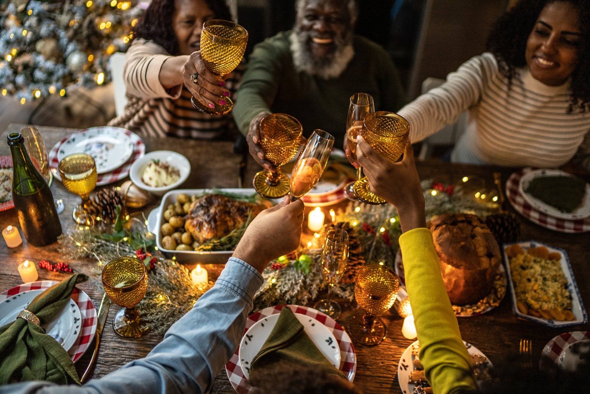Family toasting on Christmas dinner at home Family toasting on Christmas dinner at home
